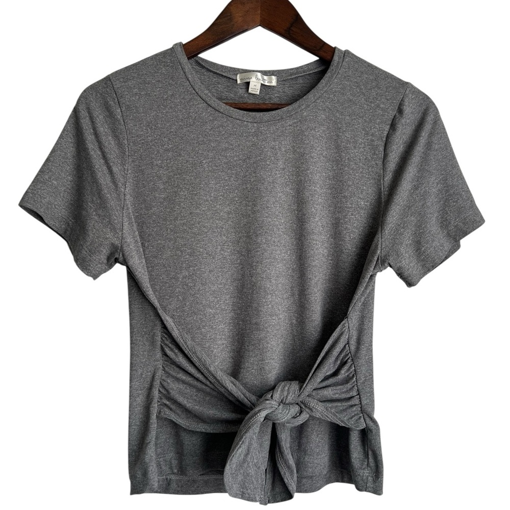 Nine Britton Women's Tie Front Short Sleeve Top Gray Size: Medium
